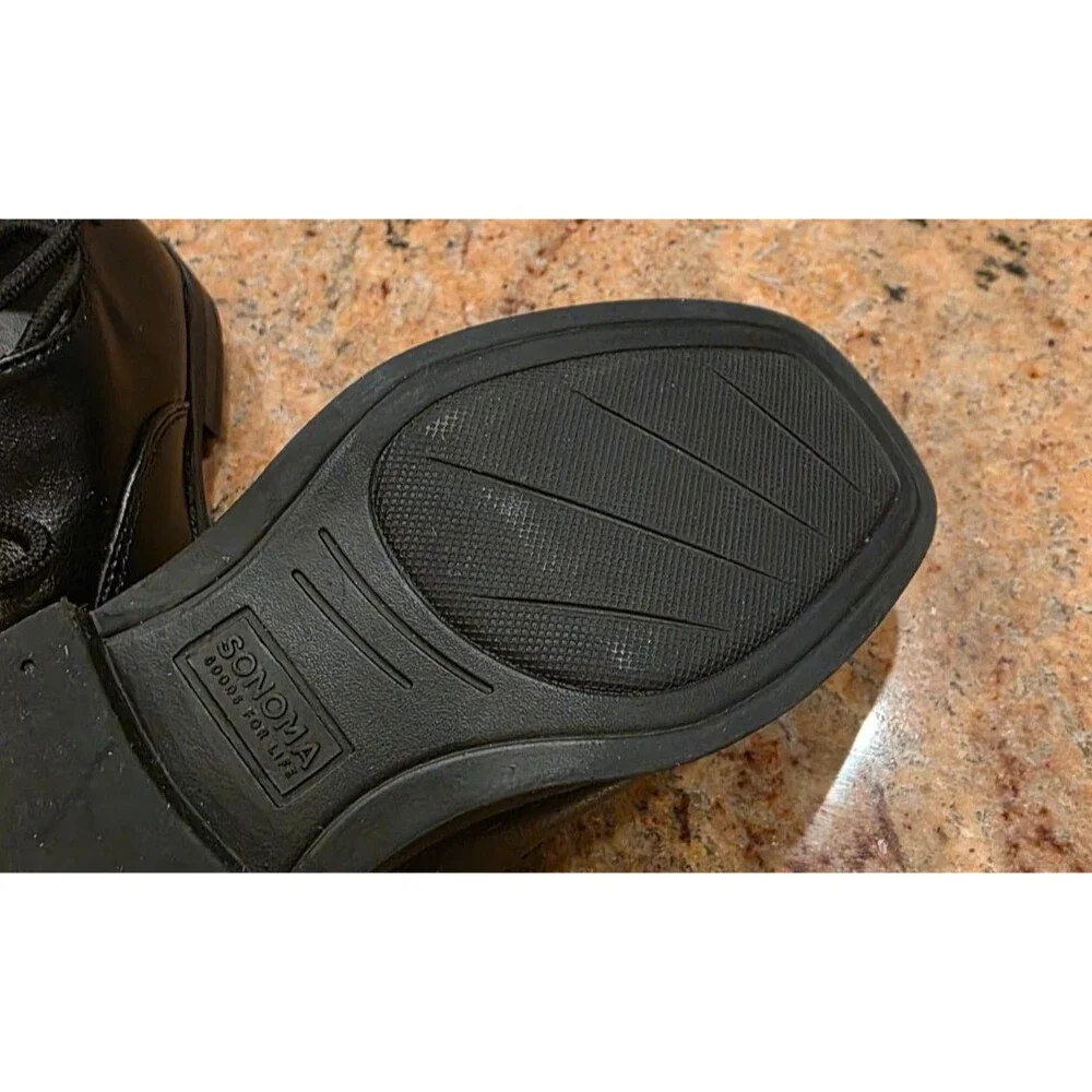 Sonoma Alexander Boys Black Dress Shoes Size 12 Medium Square Toe Lace Up Formal